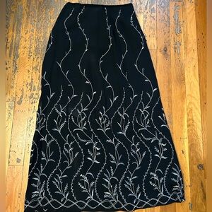 Chic Black Embroidered Maxi Skirt